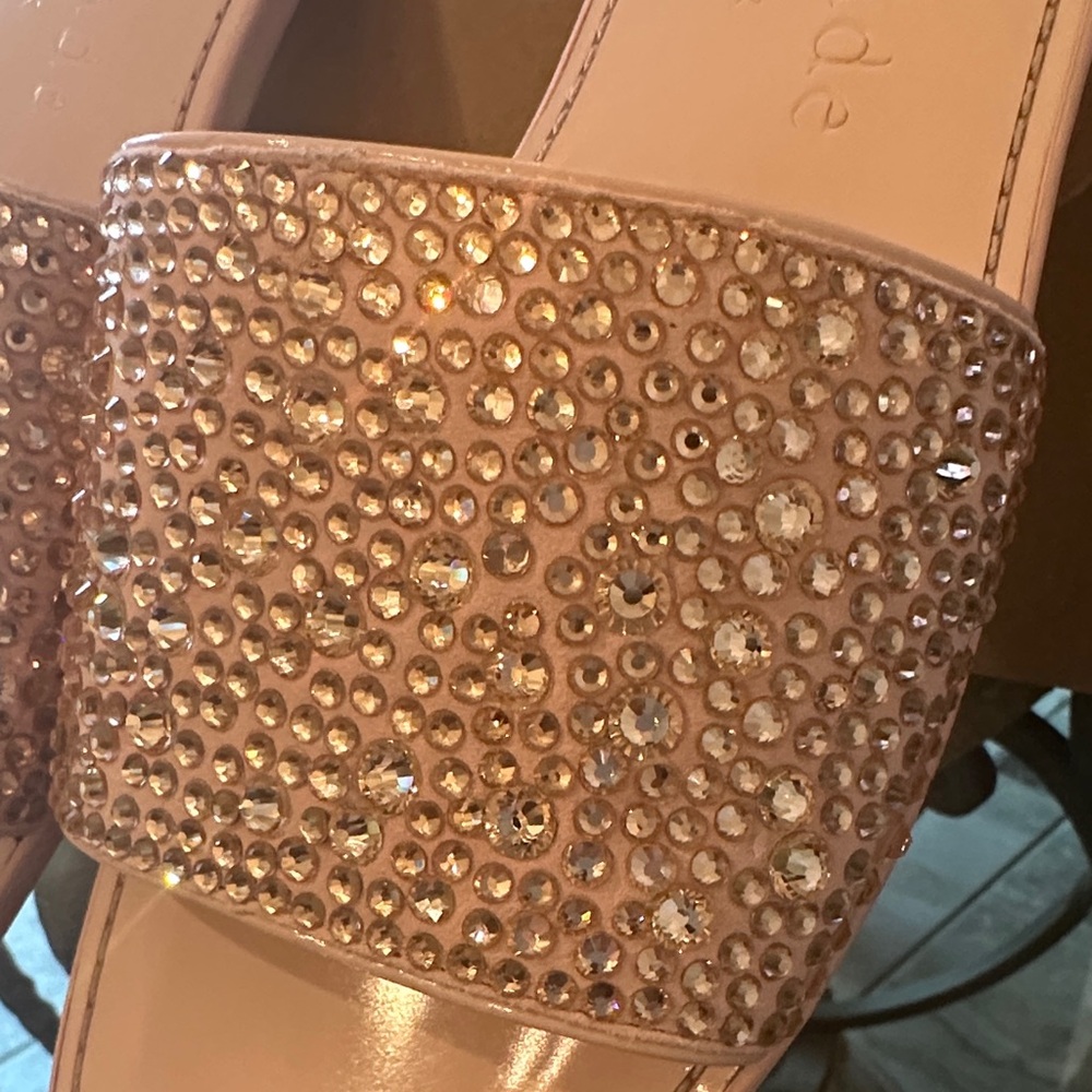 Brand New $120 Kate Spade Pink Rhinestone All That Glitters Slide Sandals sz 9.5 - Picture 5 of 16